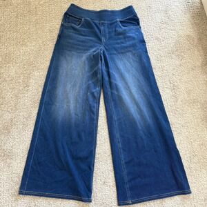 NWT Halara Flex Denim Wide Leg Palazzo Jeans Blue Stretch Athleisure Large Comfy